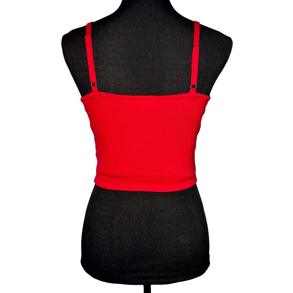 Le Lis USA Knit Crop Tank Top Red Medium Patriotic Americana Y2K NWT July 4th - Picture 4 of 9
